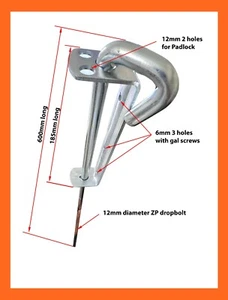 Industrial Steel 600mm Zinc Gate Drop Bolt for Timber/Aluminium/Steel Gate - Picture 1 of 3