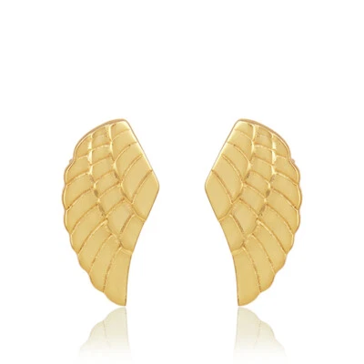 18k Gold Plated Solid Handmade Feather Studs Art Deco Women Fashion Earring - Image 1 of 4