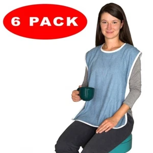 6 Pack Terry Cloth Adult Bibs/Senior Meal Time Clothing Protector w/Hook&Loop - Picture 1 of 1