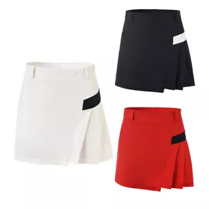 Girls A-line Golf Skort Patchwork Golf Pleated Skirts Ladies High Waist Culottes - Picture 1 of 13