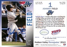 Johnny Field Signed 2013 Grandstand Hudson Valley Renegades #7 Card Auto AU