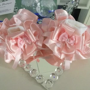 💝Handmade Spanish Ruffle Tutu Pearl Lace Frilly Ankle Socks Bow 🎀sock shop ❤️ - Afbeelding 1 van 54