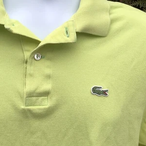 Pale Lime Yellow Lacoste Alligator Cotton Polo Shirt Men's L (5) - Picture 1 of 7