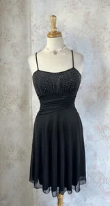 Mini Little Black Dress Fairycore Witchy Goth Grunge Formal Studded Glam Y2K S - Picture 1 of 5