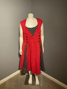 killreal Kleid rot und schwarz gepunktet Retro inspiriert Neu mit Etikett Größe 5X - Bild 1 von 9