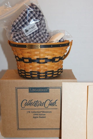 LONGABERGER JW MINIATURE APPLE BASKET, FABRIC, PROTECTOR, CARD, BOX, MINI J.W Cover