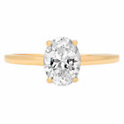 1.0 ct Oval Cut Lab Created Diamond Stone 18K Yellow Gold Solitaire Ring