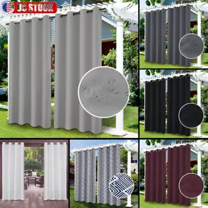 Waterproof Outdoor Curtains for Patio Gazebo Grommet Blackout Sunblocking Drapes - Picture 1 of 110