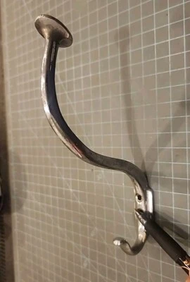 Antique Brass Double Tip  Coat Hat Hook Halltree ~ Nickle/Chrome - gwBR - Image 1 of 4
