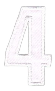 be71★Número 4 Cuatro Blanco Número Parche Aplicación Imagen Planchado Parche 2,5 x 5,0 cm - Imagen 1 de 2