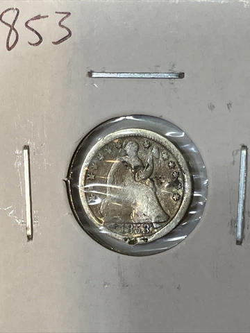 1853 5c Seated Liberty Silver Half Dime Cover