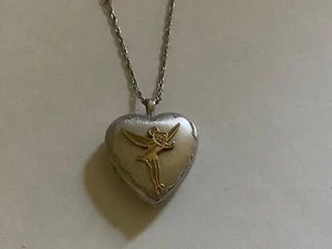 N I TinkerBell Heart Locket Pendant w/Sterling Silver Necklace - Picture 1 of 6