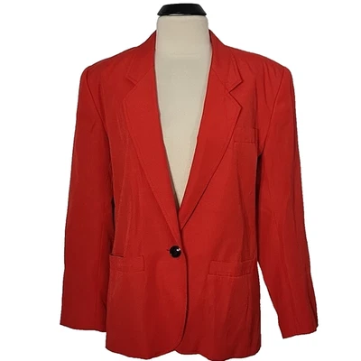 Blazer rojo para mujer JACLYN SMITH Collection, forrado, un botón, bolsillos talla 12 Foto 1 de 4