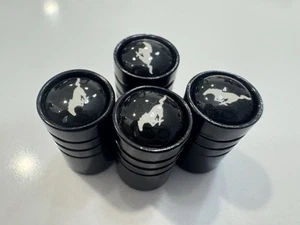 4Pcs Ford Mustang Tire Valve Stem Caps Set For All Modes Black Anodized Aluminum - Picture 1 of 3