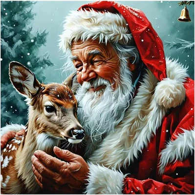 Kits de pintura de diamantes de Papá Noel para adultos, arte de diamantes de ciervo para principiantes, 5D  Foto 1 de 4