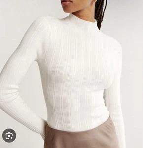 Abercrombie & Fitch White Ribbed Mock Neck Thong Bodysuit Size XS Preppy - Picture 1 of 9
