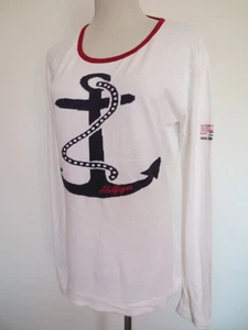 Suéter de ancla marina HILFIGER SPORT suéter de verano para mujer L/XL viscosa blanco rojo/G - Imagen 1 de 5