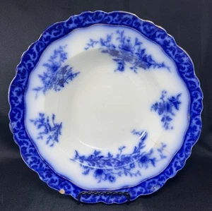 Seltene runde Flow blaue Gemüseschale Touraine Henry Alcock & CO. 1800’s 10x2” - Bild 1 von 24