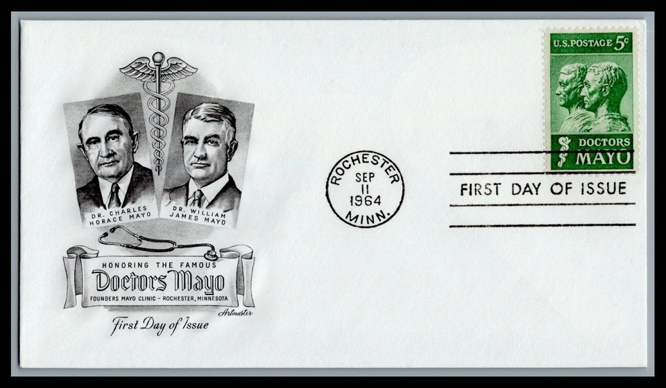US FDC # 1251 5c Mayo Brothers, Doctors Artmaster   1964, 9L378 - Image 1 of 1