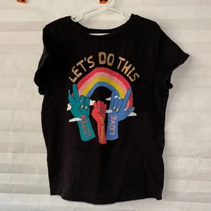 Old Navy Girl's Black "Let's Do This" Graphic T-Shirt Size XL Short Sleeve Tee - Picture 1 of 4