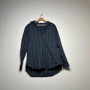 Club Room Dress Button Up Shirt Plaid Collared Formal Casual Men L Green Retro - Picture 1 of 12