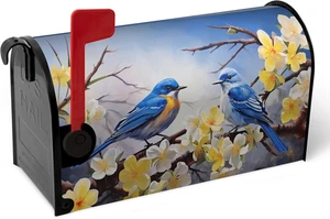 Summer Mailbox Covers Magnetic Large Size Bluebirds Mailbox Post Cover Summer Fl - Picture 1 of 9