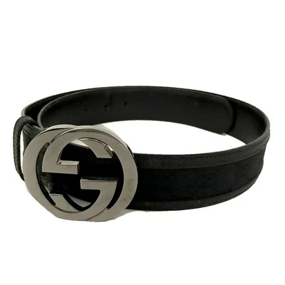 Cinturón para hombre EGA GUCCI entrelazado logotipo G GG lona cuero 85 cm/6BL0127 - Imagen 1 de 4