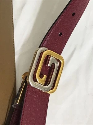 Gucci belt Reversible Merlot leather brown gold and silver GG Buckle 75/30NEW - Image 1 of 4