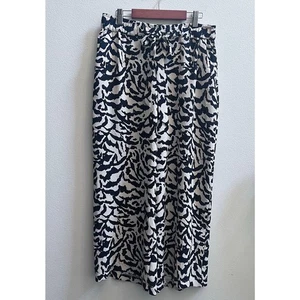 Joie Women's Wide Leg Elastic Waist Pants Flowy Belted Black Beige Size Medium - Picture 1 of 7