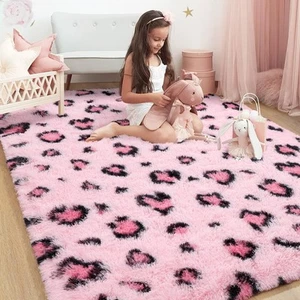 Leopard Print Rugs, 3x5 Feet Pink Leopard Rug for Girls Bedroom, Soft Cheetah... - Picture 1 of 8