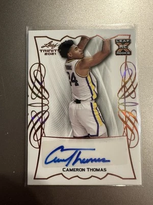 2021 Leaf Trinity Cameron Cam Thomas Rookie XRC Auto LSU Brooklyn Nets! - Image 1 of 2