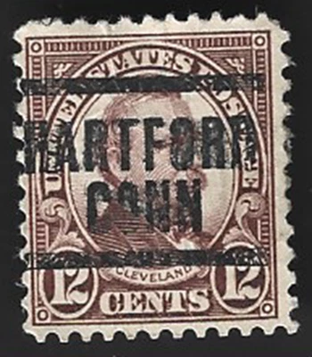 Scott# 693 12c Grover Cleveland Precancel - HARTFORD CONN. - (A-4) - Image 1 of 2