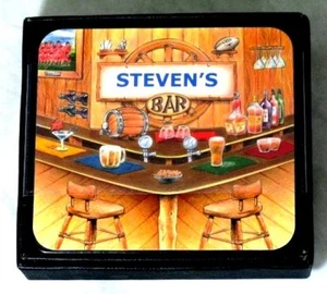 STEVEN'S BAR NAME SET OF 6 CORK BACKED COASTERS - Foto 1 di 1