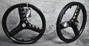 PRO+ 20" BICYCLE GT STYLE MAG WHEELS 3 SPOKE BLACK FOR BMX BICYCLES (BLACK COG) - Picture 1 of 4