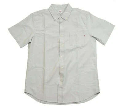 Camisa para hombre Obey DISSENT TRAIT WOVEN gris claro calce ajustado con botones S/S (D) Foto 1 de 4
