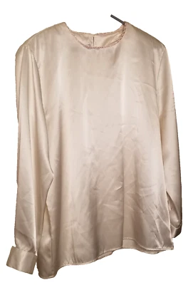 VTG Leslie Fay Career Formal Long Cuffed Sleeve Blouse Women's Sz 18 Cream Color Foto 1 de 4