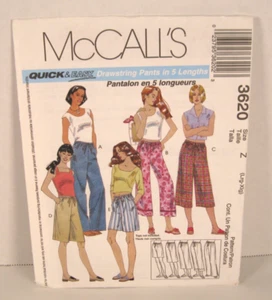 McCall's 3620 Quick & Easy Drawstring Pants in 5 Lengths Misses' L-XL Pattern UC - Picture 1 of 2