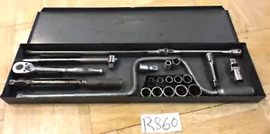 SNAP-ON TOOLS 22 PIECE 3/8 DRIVE SAE. GENERAL SERVICE SOCKET SET 1947 FARRET - Picture 1 of 13