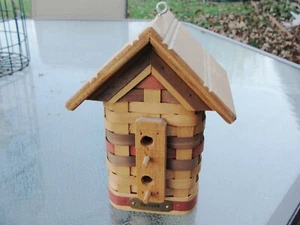 Dresden Decorative Basket Weave Wood Bird House Signed - Picture 1 of 6