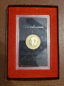 1974 S Eisenhower (IKE) Brown Box Coin 40% SILVER IKE Golden Toning - Picture 1 of 3