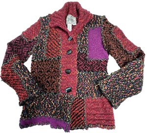 Maglione Cardigan Vintage Curio Anthropologie Multicolore Bottoni Pesanti Taglia S - Foto 1 di 18