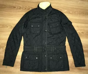 Barbour International womens ladies black quilted belted jacket size 6, UK10 - Picture 1 of 10