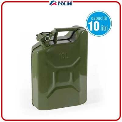 VERDELOOK TANICA TANICHE OMOLOGATA IN METALLO PER CARBURANTE BENZINA GASOLIO 10 LITRI