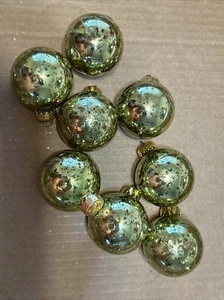 UT Unique Treasures Glass Ball Christmas Ornaments (8) Green w/ Glitter 1.5" - Picture 1 of 7
