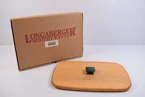 Longaberger New Wooden Rectangle Lid with Square Green Wooden Knob #58530 - Picture 1 of 6