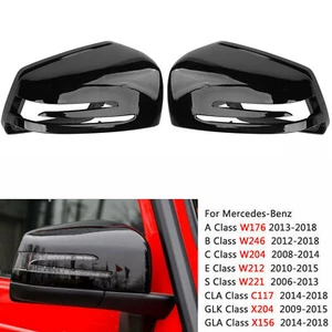 Gloss Black Wing Mirror Cover For Mercedes-Benz W204 W246 X204 W212 W221 C117 - Picture 1 of 6