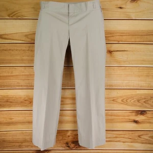 Liz Lange Maternity Pants Womens 10 Beige Striped Chinos Stretch Waist Mid Rise - Picture 1 of 9