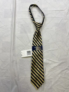 NEW NAUTICA Boys Zipper Blue Yellow Striped  100% Silk Necktie NWT - Picture 1 of 4