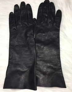Vintage Dayne Taylor schwarze Leder Damen Handhandschuhe 6,5 Made in Italy Cosplay - Bild 1 von 7
