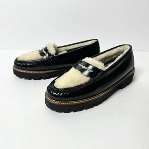 Mocassino GH BASS donna 9 nero pelle shearling Whitney accogliente Weejun Lug NUOVO - Foto 1 di 9